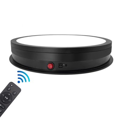 Electric Rotating Turntable Display Stand for Photography, 360 Degree Motorized Rotating Platform 16.5inch Ffor Display Jewelry, Watch, Collectibles (3-Color Lighting),Black