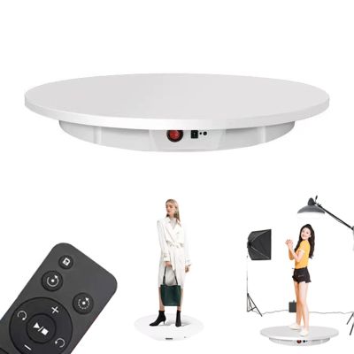 DOZPAL 360 Rotating Display Stand, Motorized Rotating Turntable Remote Control for Photography Video Shooting Props Jewelry, 3D Models, Speed Adjustment,White-60cm