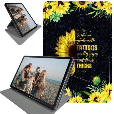 360 Degree Rotation Portable Case for Samsung Galaxy Tab A8 10.5 2022, Lightweight TPU with Auto Sleep/Wake Cover for Galaxy A8 10.5 Inch Tablet SM-X200/X205/X207, Sunflower Girl with Tattoos