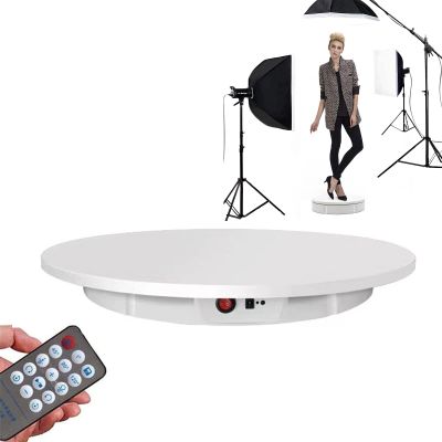 60cm Electric Rotating Turntable, 360 Degree Display Stand for Photography, Display Jewelry, Watch, Collectibles - Speed Adjustable, Bearing 100kg,White