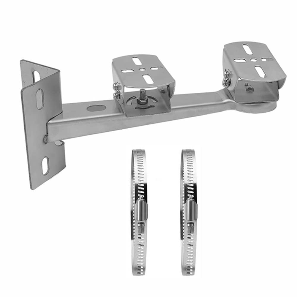 CCTV Surveillance Security Dual Camera Mounting Bracket 90 Right Angel Wall Corner Mount Bracket Pole Mount Holder with 2PCS 200mm Hoops for Double or Two Cameras Installation