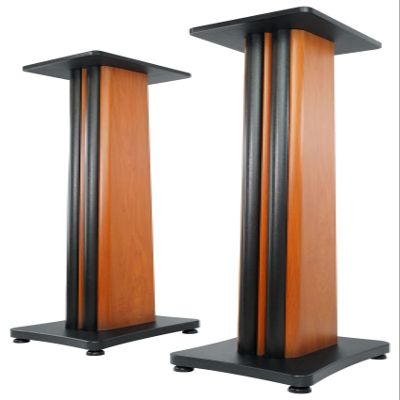 Rockville Pair SS36C 36" Classic Wood-Grain Speaker Stands, Solid MDF, 100 lb Capacity, Dual Top Plates, Isolation Pads, Brass and Rubber Spikes, Cable Management for Home Audio and Studio