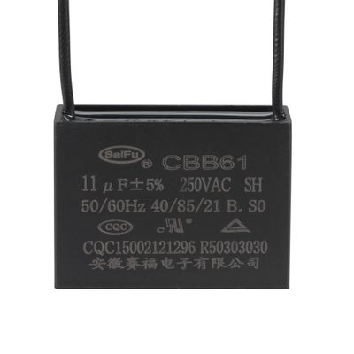 YOKIVE Ceiling Fan Capacitor CBB61, Metallized Polypropylene Film Capacitor Great for Fans Pumps Motors Running (11uF 250V AC 2 Wires 50/60Hz)