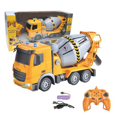LEXiBOOK, Crosslander pro RC Concrete Mixer, Remote Controlled Truck Mixer, Light Effects, 360 Rotating Tank, Rechargeable, RCP15