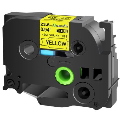 USUPERINK 40PK Compatible for Brother P-Touch HSe-651 HSe651 HS-651 HS651 Black on Yellow 23.6mm 0.92'' Heat Shrink Tubing for Wire Cable for PT2200 PT2210 PT2300 PT2310 Label Maker Tape