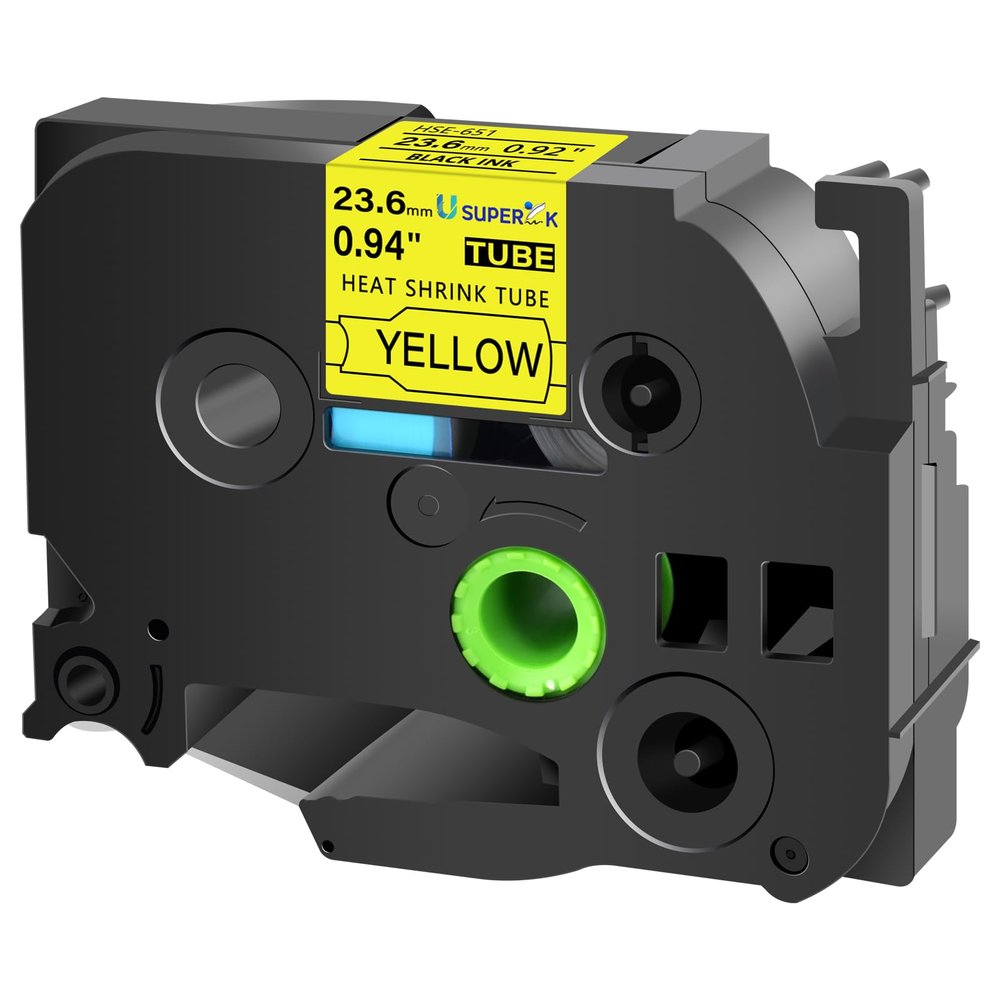 USUPERINK 40PK Compatible for Brother P-Touch HSe-651 HSe651 HS-651 HS651 Black on Yellow 23.6mm 0.92'' Heat Shrink Tubing for Wire Cable for PT2200 PT2210 PT2300 PT2310 Label Maker Tape