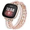 MOFREE Bracelet Compatible with Fitbit Versa 3/Versa 4/ Sense/Sense 2 Bands for Women, Handmade Fashion Elastic Beadeds Arrows Strap Replacement (Rose Gold) view 1