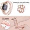 MOFREE Bracelet Compatible with Fitbit Versa 3/Versa 4/ Sense/Sense 2 Bands for Women, Handmade Fashion Elastic Beadeds Arrows Strap Replacement (Rose Gold) view 3