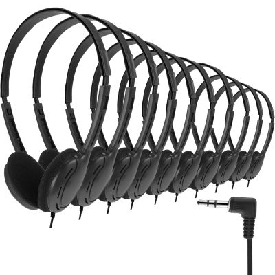 Yunsailing 30 Pack Bulk Over Ear Headphones Set On Ear Headsets Earphones with Adjustable Headband and 3.5mm Plug for Group Learning, Computer Lab, Library, Online Lesson (Black)