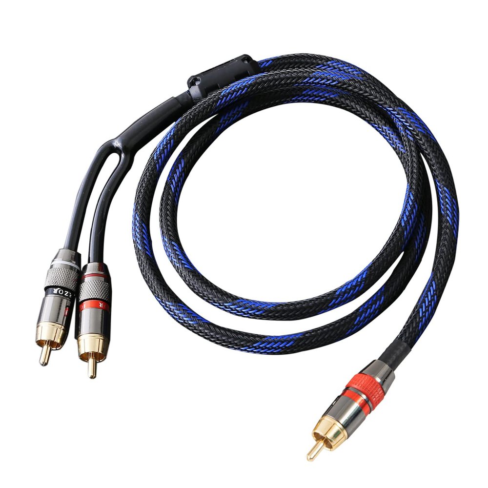 Diaianyfi Audiophile RCA to 2RCA Subwoofer Cable,1 RCA Male to 2 RCA Male Audio Cable RCA Y-Adapter,Oxygen-Free Copper,Nylon Braided Jacket (3.3FT)