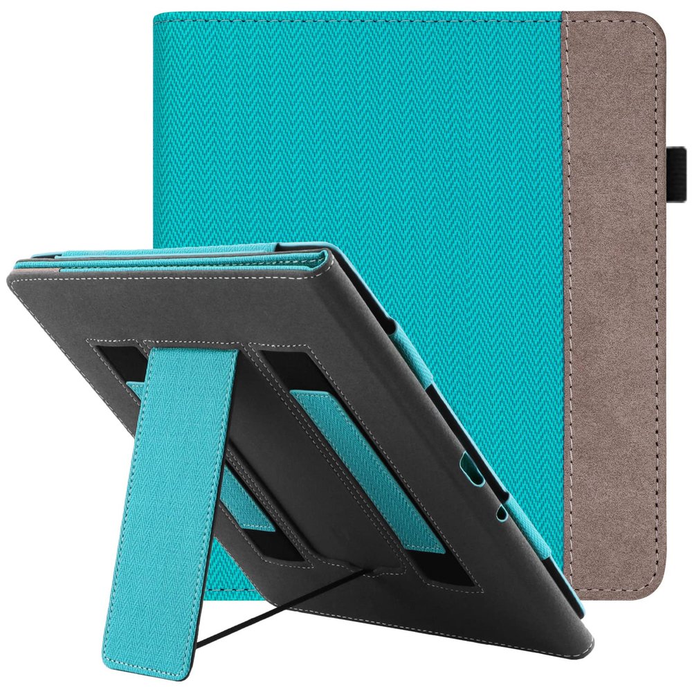 WALNEW Stand Case for Kindle Scribe 10.2 Inch (2024/2022 Released)  Two Hand Straps Premium PU Leather Cover with Auto Sleep/Wake and Pen Holder for Amazon Kindle Scribe Ereader (Mint Green)