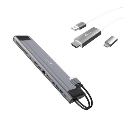 j5create USB C Dual 4K 60Hz Display Docking Station (12-in-1), Built-in M.2 SSD Slot + USB Type C to 4K@60Hz HDMI Cable