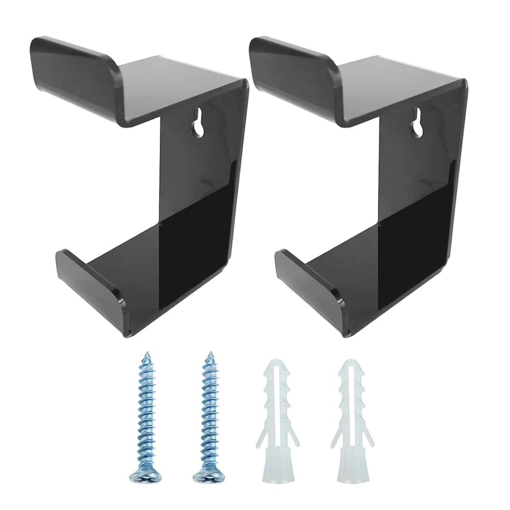 2 Pieces Headphone Hanger Headphone Hook Headset Holders Headphone Wall Mount with Screws Headset Acrylic Holder Mount for General Purpose Game Headphones Accessories (Black)