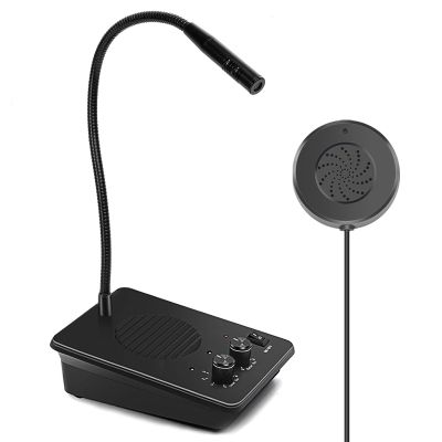 Daytech Window Intercom with Outer Speaker, Loud Speaker, Connect Wireless Mic, Intercommunication Talk Through Glass for Hotel, School, Counter, Store, Station 1 Pack