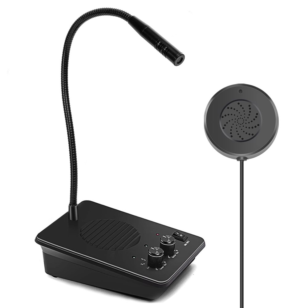 Daytech Window Intercom with Outer Speaker, Loud Speaker, Connect Wireless Mic, Intercommunication Talk Through Glass for Hotel, School, Counter, Store, Station 1 Pack