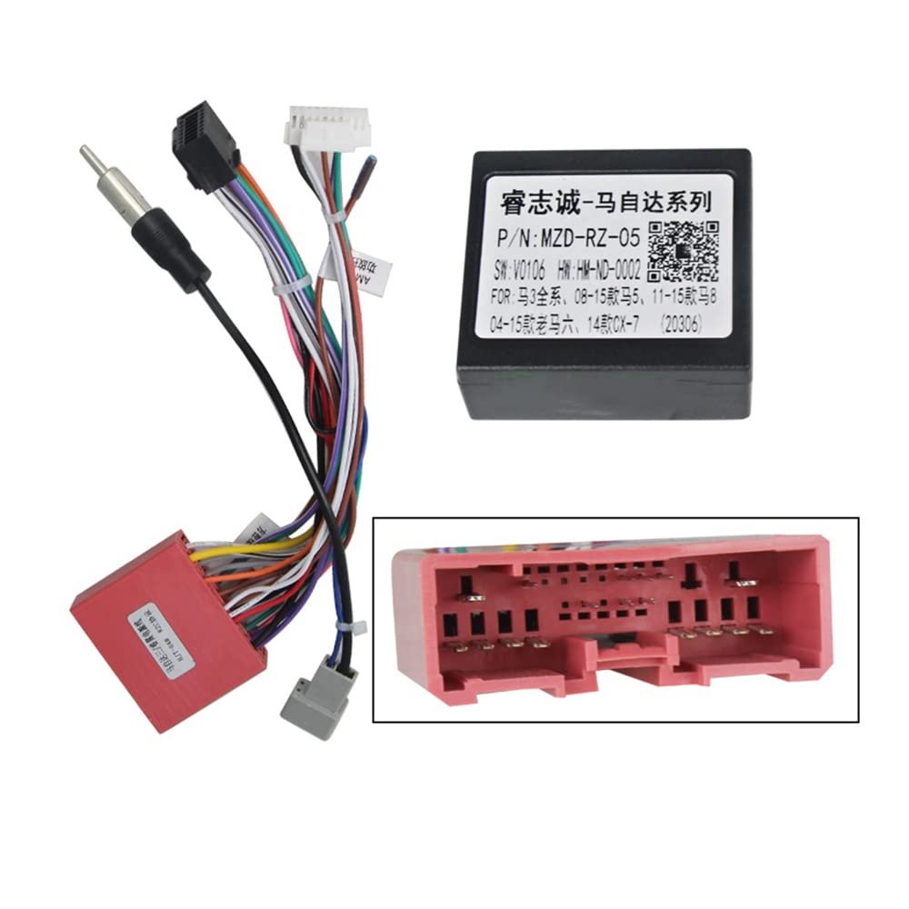 Strpump 16PINs Compatible for Mazda 3 5 6 CX-7 Car Radio Stereo Power Harness Cable Wire Loom with Can Bus Decoder Radio Antenna Adapter