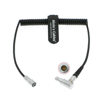 Alvin's Cables BMPCC 4K 6K Power Coiled Cable Weipu 2 Pin Female to Right Angle 2 Pin Male for Blackmagic Pocket Cinema Camera 4K 6K