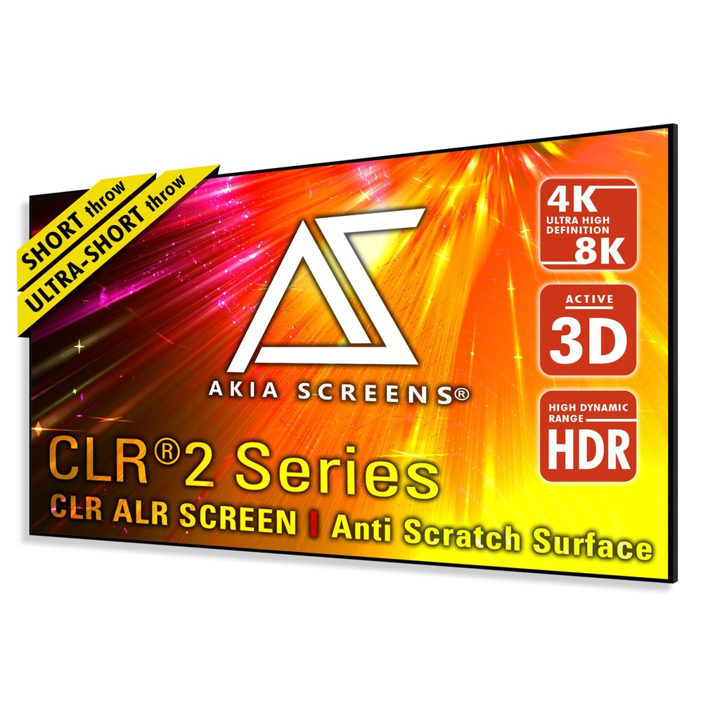 Akia Screens ALR Projector Screen 123 inch 16:9 4K Short Throw or UST Projection, Anti Scratch, Ceiling Ambient Light Rejecting Screen, Edge Free Fixed Frame Movie Screen Indoor AK-NB123H-CLR2