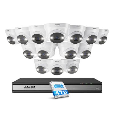 ZOSI 16Channel 4K PoE Home Security Camera System,Person Vehicle Detection,100ft Night Vision,2-Way Audio,14pcs 5MP Indoor Outdoor PoE IP Cameras,16CH 4K NVR Recorder with 4TB HDD for 24/7 Recording