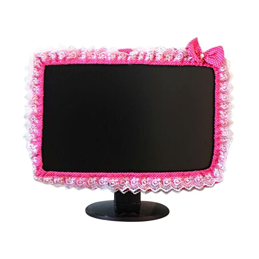 23"-26" Lovely Cute Computer Monitor Cover with Elastic Pen Pocket Bow-knot Laptop TV LCD Screen Monitor Decoration Dust Cover Protector, Pink
