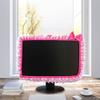 23"-26" Lovely Cute Computer Monitor Cover with Elastic Pen Pocket Bow-knot Laptop TV LCD Screen Monitor Decoration Dust Cover Protector, Pink view 2