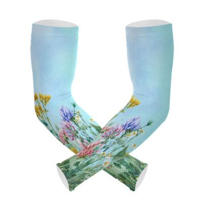 Dussdil Spring Flowers Butterfly Gardening Arm Sleeves Summer Rural Field Herb Farm UV Sun Protection Cooling Arm Sleeves for Garden Farm Women Men with Thumb Hole