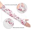 Dussdil Spring Cherry Blooming Branches Gardening Arm Sleeves Pink Sakura Floral Farm UV Sun Protection Cooling Arm Sleeves for Garden Farm Women Men with Thumb Hole view 3