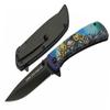 SZCO 4.75" Folding Pocket Knife with Stainless Steel Blade  Blue Printed Handle, Manual EDC Utility Knife with Pocket Clip for Outdoor, Camping & Everyday Use view 1
