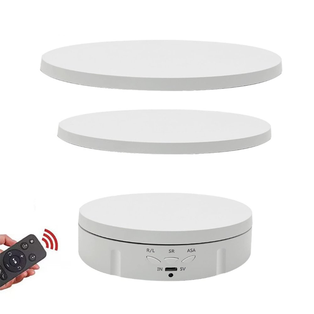 3 in 1 Automatic Turntable, 360 Degree Rotating Display Stand Product Display Rotating Platform for Photography Video Shooting Props Jewelry,White
