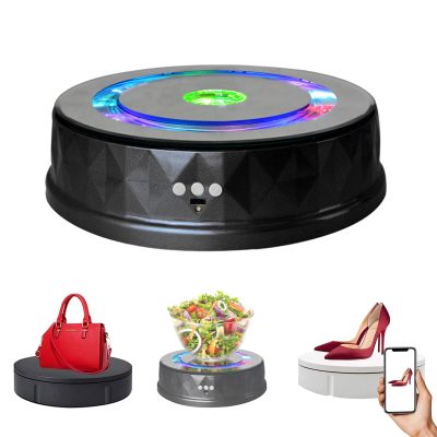 DOZPAL Electric Colorful Turntable for Photography, 23cm Rotating Display Stand Small Rotating Platform for Display, Jewelry, Watch, 3D Models and Collectibles,Black
