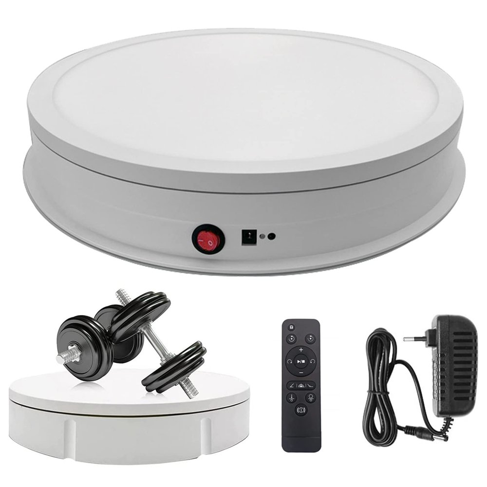 New Electric Rotating Turntable, 360 Degree Rotating Display Stand for Photography, Display Clothing, Bag, Shoes, Hat, Jewelry, 3-Color Lighting