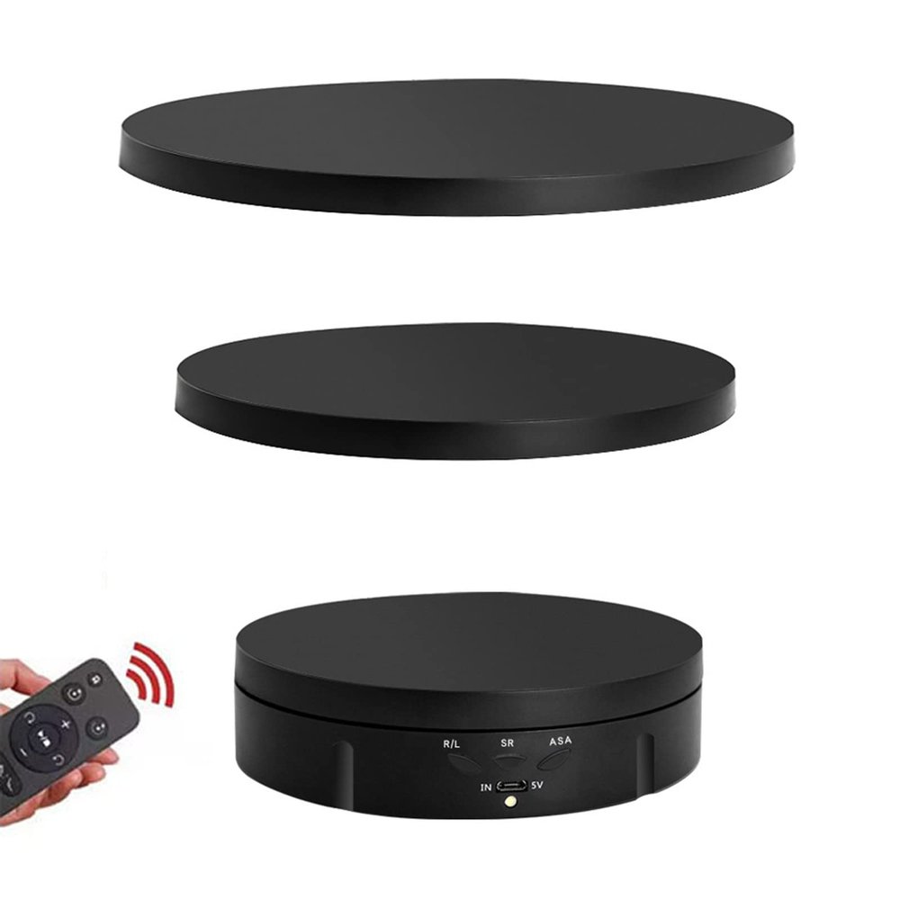 3 in 1 Automatic Turntable, 360 Degree Rotating Display Stand Product Display Rotating Platform for Photography Video Shooting Props Jewelry,Black