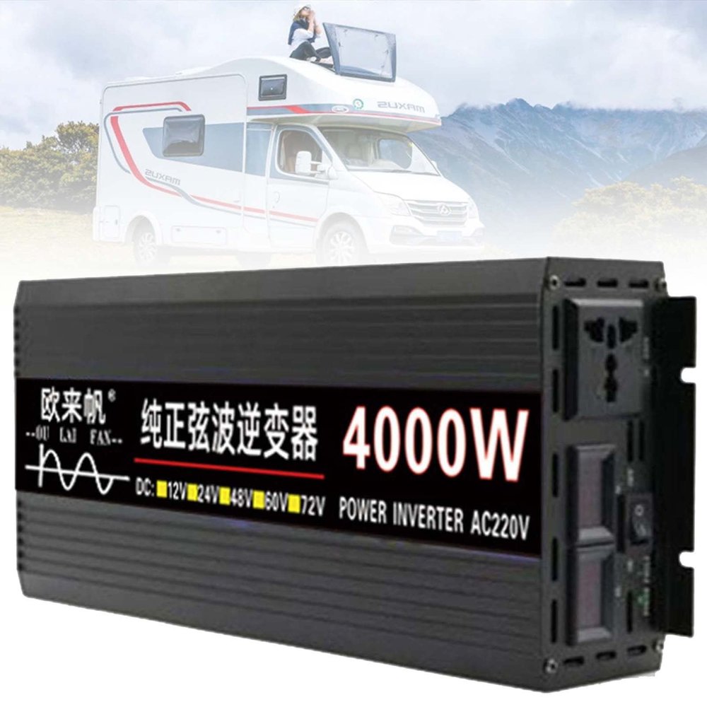 2000W/3000W/4000W/5000W / 6000W / 8000W Pure Sine Wave Power Inverter DC 12V/24V/48V/60V to 110V/220V AC Converter,Power Inverter with LED Display,for Truck RV Home,4000W-12vto110V