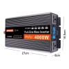 Power Inverter 1500W 3000W 4000W 5000W 6000w DC12 V24V 48V 60V to 220V AC Pure Sine Wave Converter with LED Display,Outdoor Emergency Power Supply,24V-4000W view 2