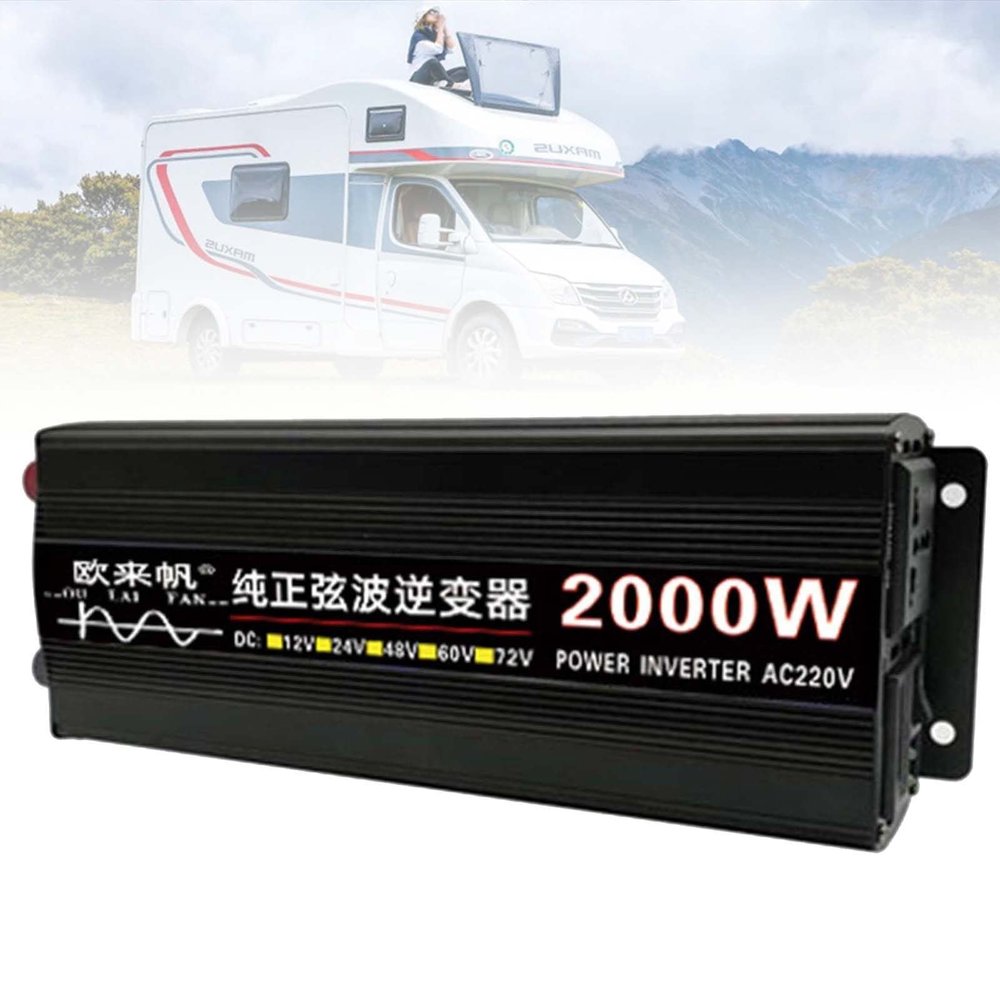 2000W/3000W/4000W/5000W / 6000W / 8000W Pure Sine Wave Power Inverter DC 12V/24V/48V/60V to 110V/220V AC Converter,Power Inverter with LED Display,for Truck RV Home,2000W-12vto110V
