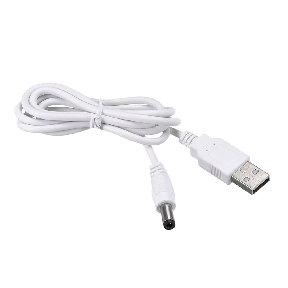 Rebower DC Power Cable USB Male to Male Connectors Jack Socket Wire [for CCTV DVR LED Strip Light] - 5.5x2.5mm/ 2A/ White