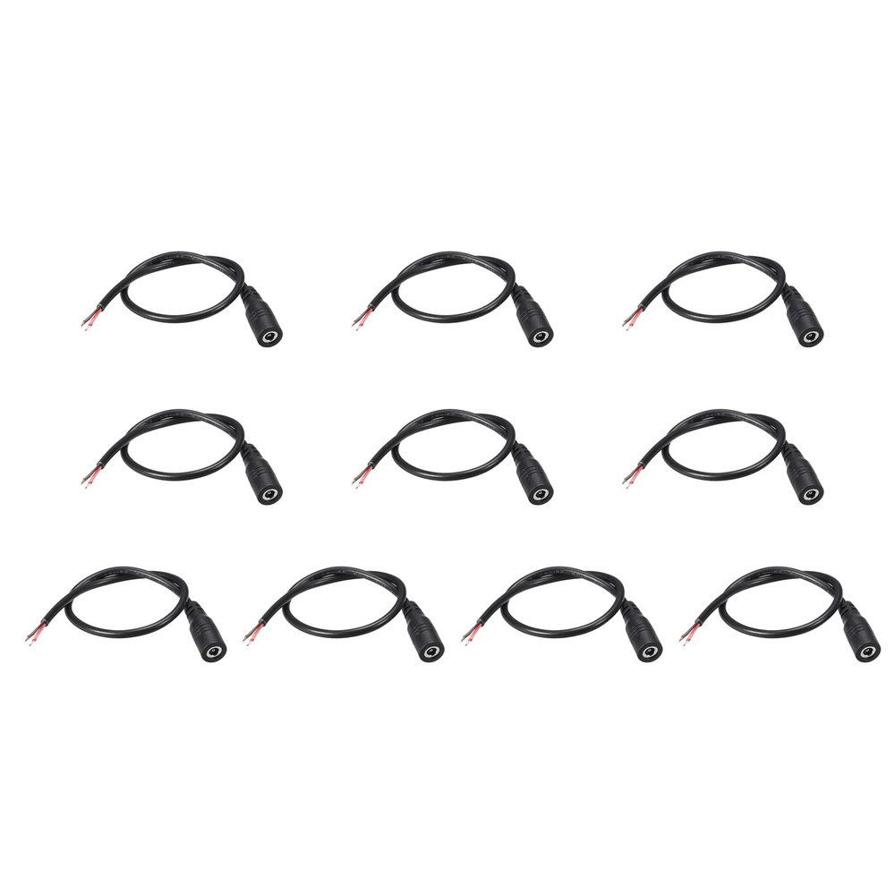 Rebower DC Power Cable DC Power Cord Female Connectors DC Pigtail Adapter Barrel Jack Socket Wire [for CCTV DVR LED Strip Light] - 4.0x1.7mm/3A/Black/10Pcs