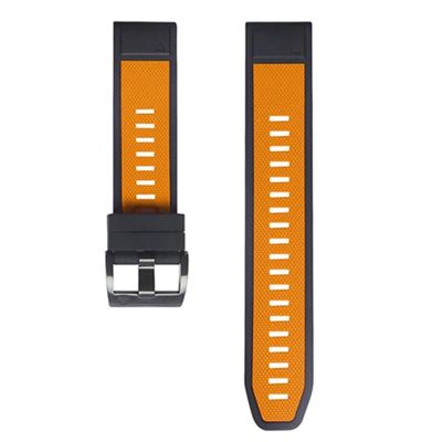 COOVS New Smart Watch Band Straps for Garmin Fenix 6 6S 6X 5X 5 5S 3 3HR Forerunner 935 945 S60 Quick Release Strap Silicone Bracelet (Color : Orange Black, Size : Fenix 7X)