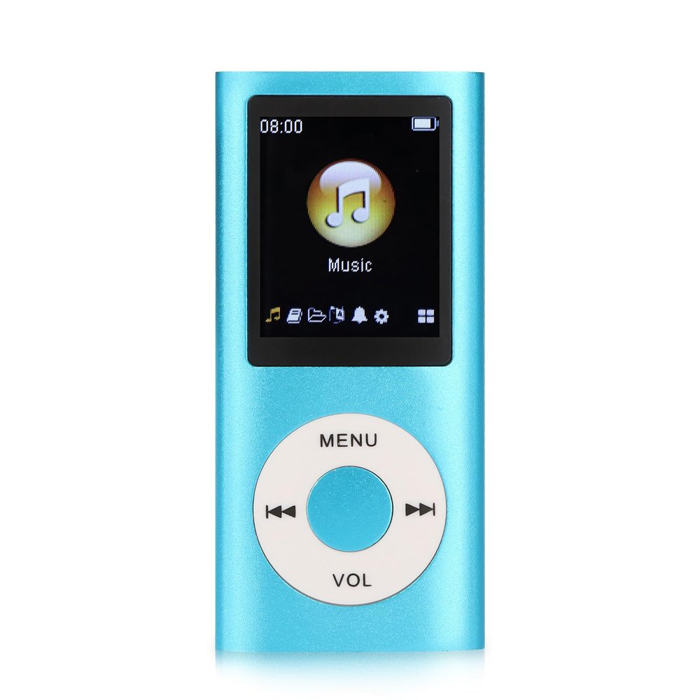 MP3 Player, Portable Lossless Sound Slim MP3 Music Player with Earphone, 1.8 Inch LCD Screen Digital Music Player, Support Up to 64GB (Blue)
