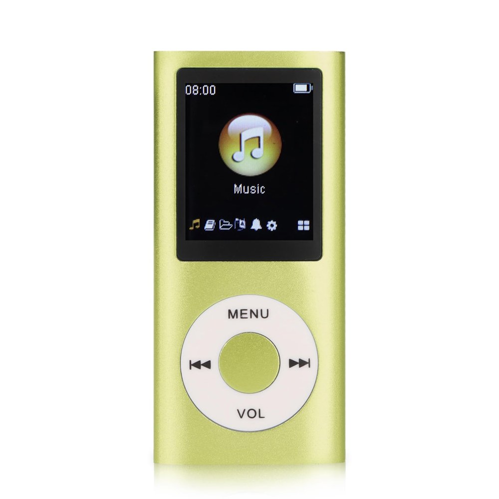 MP3 Player, Portable Lossless Sound Slim MP3 Music Player with Earphone, 1.8 Inch LCD Screen Digital Music Player, Memory Card Not Included (Green)