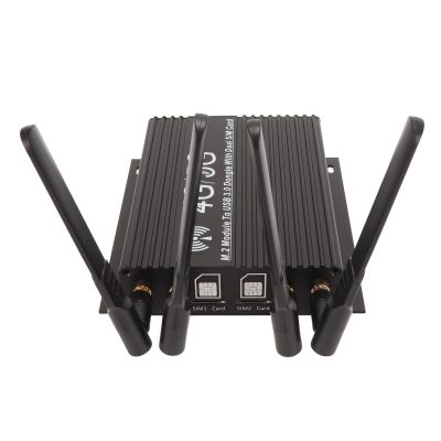 NGFF M.2 4G 5G Module to USB3.0 Adapter, USB Adapter, with Cooling Fan SIM Card Slot High Gain Antenna Auxiliary Power Supply