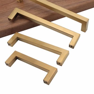 HWASH Cabinet Handle, Square Furniture Door Knob and Knob Dresser Handle Gold Brass Kitchen Cabinet Handle 50-268mm (Color : 50mm)