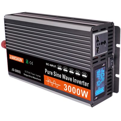 750w/1500 W/2000 W/2500 W/3000 W Peak 1500W/3000 W/4000 W/5000 W/6000 W Pure Sine Wave Power Inverter DC 12V to 240V AC Car Vehicle with LCD Display,Dual AC outlets,12v-3000W