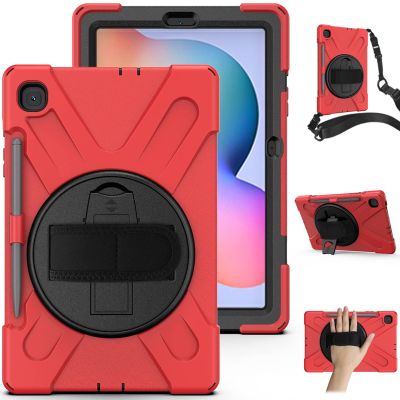 AdirMi Case for Samsung Galaxy Tab S6 Lite 10.4" 2020/2022 (SM-P610/ P615/ P613/ P619), Military Grade Shockproof Case with 360 Rotate Hand Strap/Stand & Shoulder Strap & S Pen Holder,Green