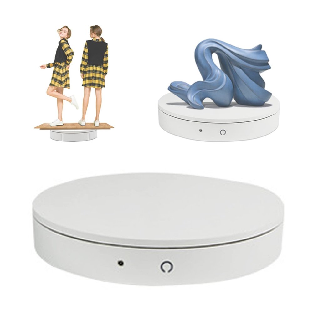 DOZPAL 35cm Rotating Display Stand 360 Degrees Motorized Turntable Display Stand for Photography Video Shooting Props Jewelry, 80kg/170pounds Loading,White