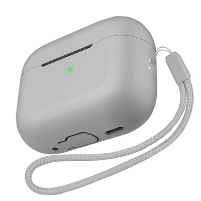 Benbenjaytek for AirPods Pro 2 Case, AirPods Pro 2nd Generation[2022] Protective Shockproof Soft Silicone Headphone Cover with Hand Strap, Support Wireless Charging [Front LED Visible] (Gray)