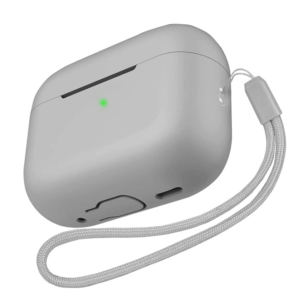 Benbenjaytek for AirPods Pro 2 Case, AirPods Pro 2nd Generation[2022] Protective Shockproof Soft Silicone Headphone Cover with Hand Strap, Support Wireless Charging [Front LED Visible] (Gray)