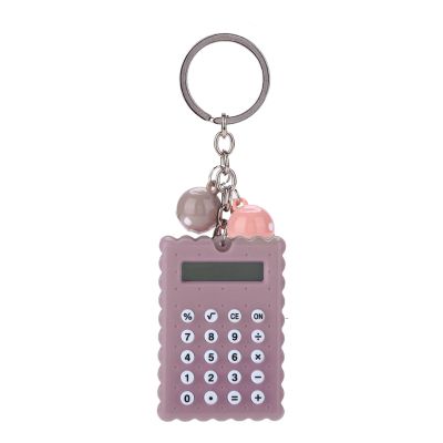 Cute Key Chain, Color Calculator Key Chain, Cute Mini Bag Decor for Kids Women Gift, PVC Mini Calculator Keyring 5.5 x 4 x 0.7 cm (Gray)