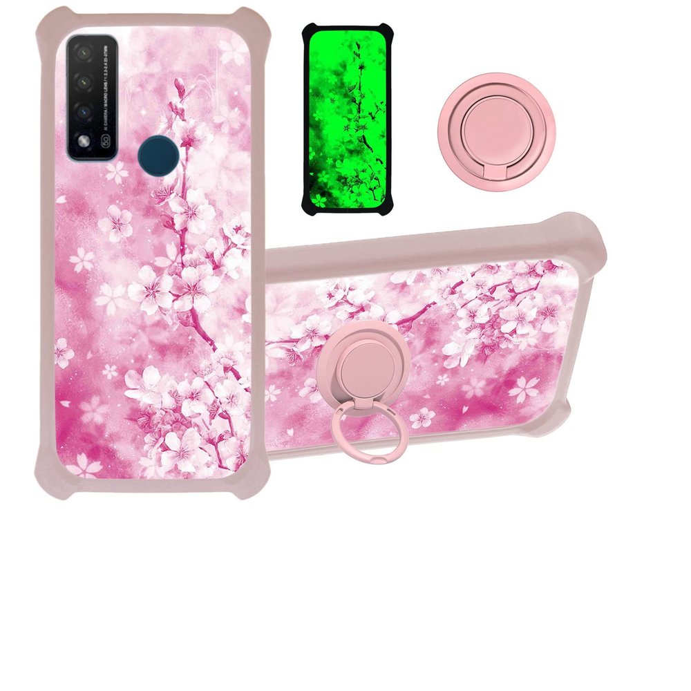 jioeuinly Case for TCL 20 A 20a Case Compatible with TCL 20 Ax 20ax 5g Phone Case Cover [with Tempered Glass Screen Protector][Hard PC + Soft Silicone][Ring Support] [Luminous Effect] YGF-MH