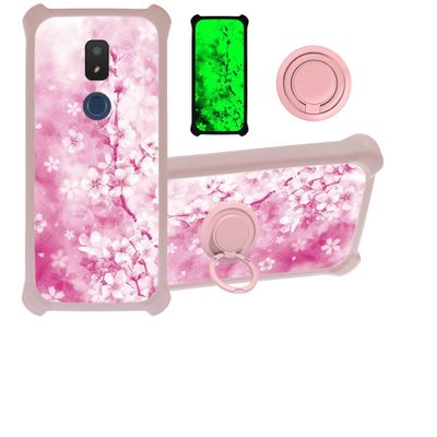jioeuinly ATT Motivate 2 Case Compatible with ATT Motivate 2 Phone Case Cover [with Tempered Glass Screen Protector][Hard PC + Soft Silicone][Ring Support] [Luminous Effect] YGF-MH